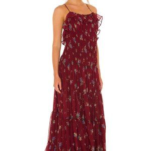 Free People Cloud Nine Maxi Dress Floral Berry Size M